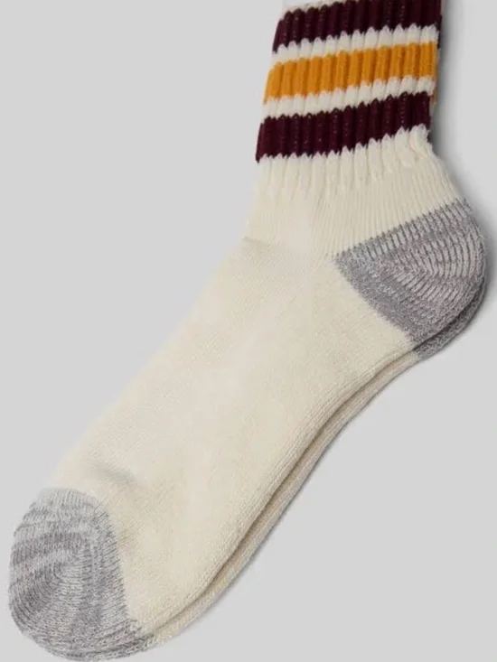 RoToTo Retro Coarse Ribbed Old School Crew Socks in Gold & Bourdeaux NWT - Picture 5 of 12